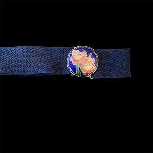 Cloisonne Vintage Enamel Belt Buckle Irises